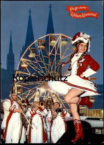 ÄLTERE POSTKARTE GRÜSSE VOM KARNEVAL KÖLN ROTE FUNKEN POSAUNE cpa AK Ansichtskarte postcard