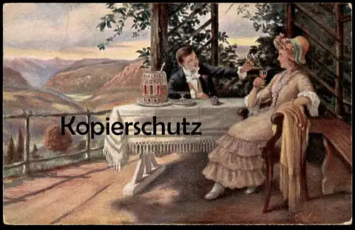 ALTE KÜNSTLER POSTKARTE AUF DEIN WOHL LIEBCHEN 1918 C. WETTER BOWLE bouillir Paar couple Ansichtskarte AK cpa postcard