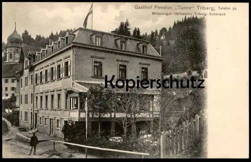 ALTE POSTKARTE TRIBERG GASTHOF PENSION TANNE MOTORWAGEN HALTESTELLE TRIBERG SCHONACH Ansichtskarte postcard cpa AK