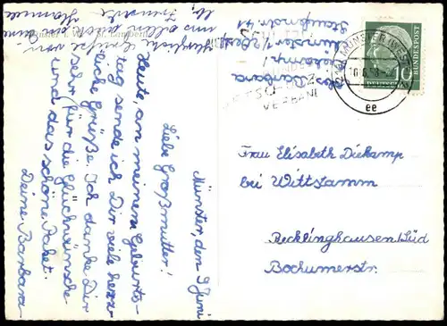 ALTE POSTKARTE MÜNSTER WESTFALEN ANGESTRAHLTE LAMBERTIKIRCHE BEI NACHT FESTBELEUCHTUNG Ansichtskarte postcard cpa AK