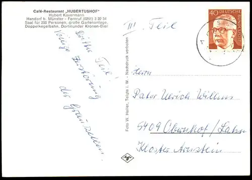 ALTE POSTKARTE MÜNSTER WESTFALEN HUBERTUSHOF HANDORF HUBERT KAVERMANN Ansichtskarte postcard cpa AK