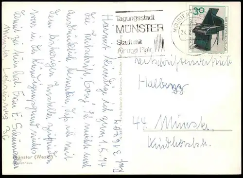 ALTE POSTKARTE MÜNSTER WESTFALEN LANDESHAUS Brezelkäfer VW Käfer Strassenschild Osnabrück Ansichtskarte postcard cpa AK