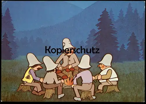 ÄLTERE POSTKARTE LOUPEZNICI F. FREIWILLIG BRNO DIE RÄUBER LAGERFEUER GESCHICHTE Ansichtskarte postcard cpa AK