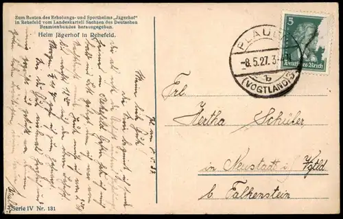 ALTE POSTKARTE REHEFELD HEIM JÄGERHOF SACHSEN PHOTOCHROMIE Nenke & Ostermaier Ansichtskarte postcard AK cpa