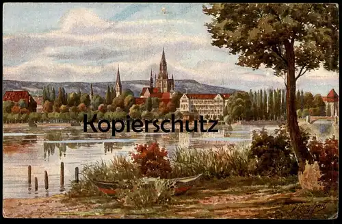 ALTE KÜNSTLER POSTKARTE KONSTANZ GESAMTANSICHT PANORAMA TOTAL TOTALANSICHT V. MARSCHALL Ansichtskarte cpa postcard AK
