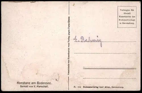 ALTE KÜNSTLER POSTKARTE KONSTANZ GESAMTANSICHT PANORAMA TOTAL TOTALANSICHT V. MARSCHALL Ansichtskarte cpa postcard AK