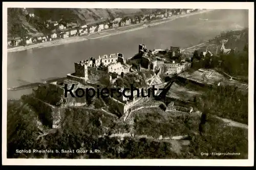 ALTE POSTKARTE ST. GOAR 1938 ORIGINAL FLIEGERAUFNAHME SCHLOSS RHEINFELS Luftbild Burg postcard Ansichtskarte AK cpa