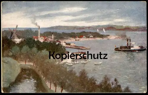 ALTE POSTKARTE KLEINER BELT MIT MOLEN WINDMÜHLE Mühle Mill Moulin à vent Windmill Denmark Danmark Dampfer postcard cpa