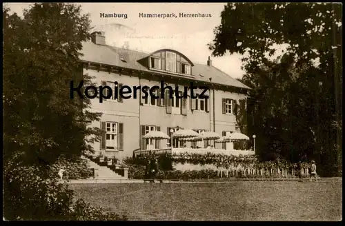 ALTE POSTKARTE HAMBURG HAMMERPARK HERRENHAUS HAMMER PARK HAMM STEMPEL DIN WERBUNG STATT QUART UND FOLIO AK postcard cpa