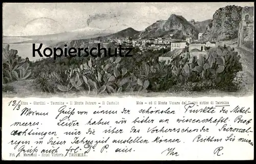 ALTE POSTKARTE ETNA GIARDINI TAORMINA MONTE PETRARO IL CASTELLO MOLA MONTE VENERE DEL TESTRO FORSCHUNG Ansichtskarte cpa