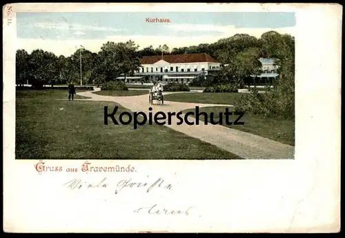 ALTE POSTKARTE GRUSS AUS TRAVEMÜNDE 1901 KUTSCHE KURHAUS Lübeck cpa postcard AK Ansichtskarte