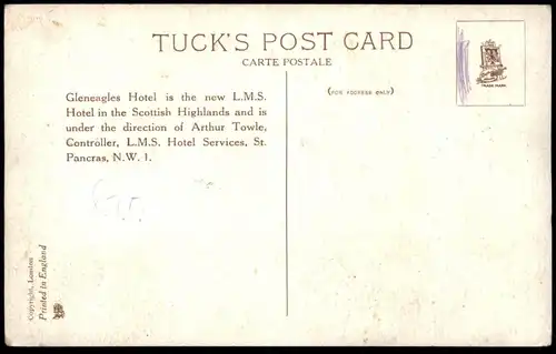 ALTE KÜNSTLER POSTKARTE GLENEAGLES SPORTS HOTEL IN PERTHSHIRE SCOTLAND RAPHAEL TUCK Tucks Ansichtskarte AK cpa postcard