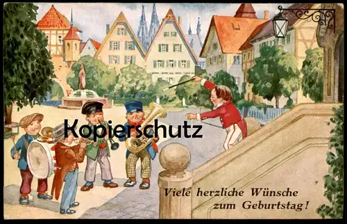 ALTE POSTKARTE KINDER KLARINETTE POSAUNE TROMMEL TROMPETE DIRIGENT MUSIK enfants children Ansichtskarte AK cpa postcard