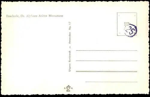ÄLTERE POSTKARTE ENSCHEDE DR. ALPHONS ARIENS MONUMENT Nederland Netherlands Niederlande Holland Pays-Bas cpa postcard