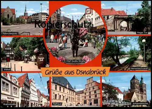 ÄLTERE POSTKARTE OSNABRÜCK FGZ GROSSE STRASSE RISSMÜLLERPLATZ VITIHOF KRAHNSTRASSE HEGER TOR Ansichtskarte cpa postcard
