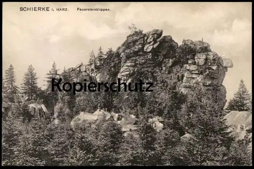 ALTE POSTKARTE SCHIERKE HARZ FEUERSTEINKLIPPEN WANDERER TREPPE AK Ansichtskarte cpa postcard