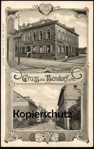 ALTE POSTKARTE GRUSS AUS BENDORF AM RHEIN GASTHOF ZUM ROTEN OCHSEN JEAN DEIDENBACH Ansichtskarte cpa postcard AK