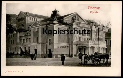 ALTE POSTKARTE MERAN THEATER KUTSCHE Merano Maran Alto Adige Trentino Provinz Bozen cpa postcard Ansichtskarte AK