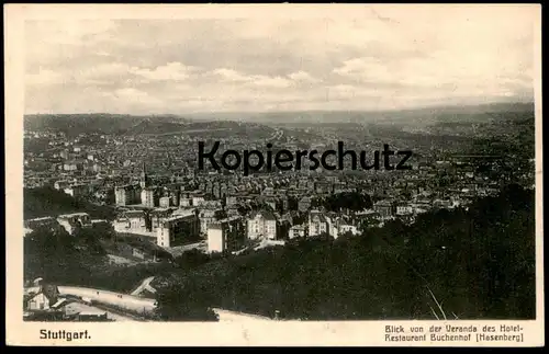 ALTE POSTKARTE STUTTGART BLICK VON DER VERANDA DES HOTEL RESTAURANT BUCHENHOF Ansichtskarte cpa postcard AK