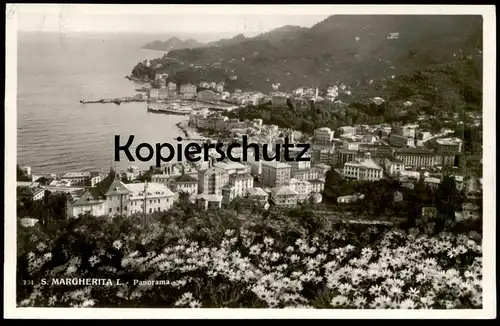 ALTE POSTKARTE SANTA MARGHERITA PANORAMA 1939 Blumen flowers fleurs Liguria Ligurien cpa postcard Ansichtskarte AK