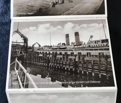 ALTE POSTKARTE SASSNITZ INSEL RÜGEN ALTES KOMPLETTES LEPORELLO U. A. FÄHRSCHIFF PREUSSEN Ansichtskarte postcard cpa AK