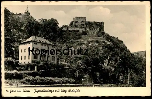 ÄLTERE POSTKARTE ST. GOAR JUGENDHERBERGE 1951 MIT BURG RHEINFELS Ansichtskarte cpa Ak postcard