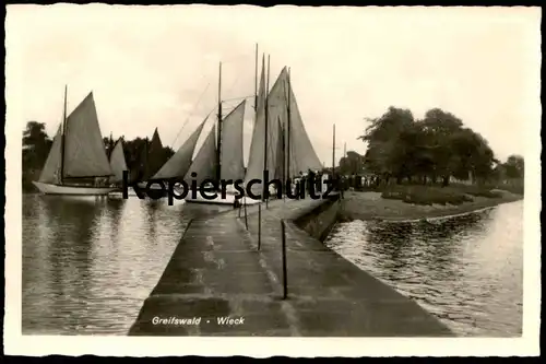 ALTE POSTKARTE GREIFSWALD WIECK HAFEN SEGELBOOTE BOOTE ships Ansichtskarte postcard cpa AK