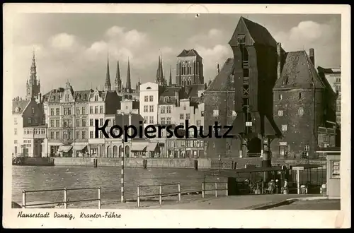 ALTE POSTKARTE DANZIG KRANTOR-FÄHRE Krantorfähre Fähre Schiff ferry Gdansk Polska Poland postcard Ansichtskarte cpa AK