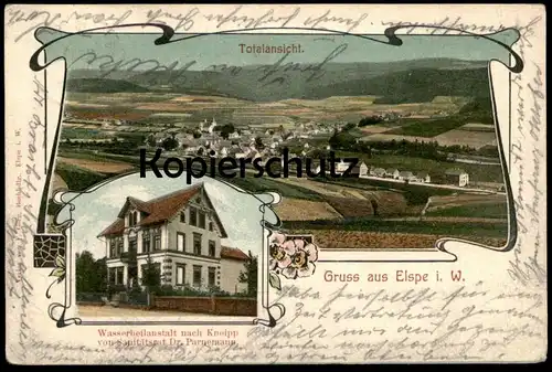 ALTE POSTKARTE GRUSS AUS ELSPE WASSERHEILANSTALT VON SANITÄTSRAT DR. PARNEMANN Lennestadt Sauerland Ansichtskarte AK cpa