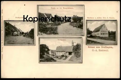 ALTE POSTKARTE GRUSS AUS IRSLINGEN O.-A. ROTTWEIL GASTHAUS ZUM ADLER DORFPARTIE AK Ansichtskarte postcard cpa