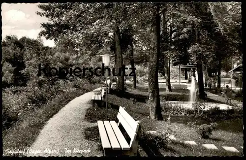 ÄLTERE POSTKARTE SIEGSDORF IM KURPARK BRUNNEN Springbrunnen Park Parkbank fontaine fountain cpa postcard Ansichtskarte