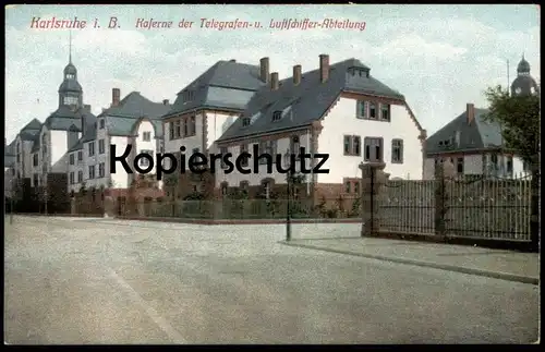 ALTE POSTKARTE KARLSRUHE KASERNE DER TELEGRAFEN- UND LUFTSCHIFFER ABTEILUNG Ansichtskarte cpa postcard AK