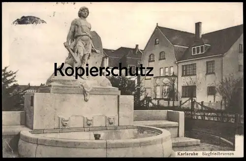 ALTE POSTKARTE KARLSRUHE SIEGFRIEDBRUNNEN Brunnen fountain fontaine monument Ansichtskarte cpa postcard AK