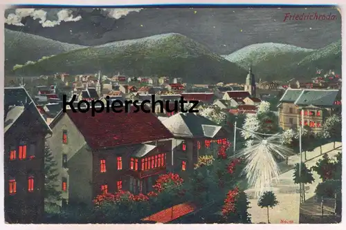 ALTE POSTKARTE FRIEDRICHRODA BEI NACHT THÜRINGEN Nachtaufnahme Gesamtansicht Totalansicht Total Ansichtskarte postcard