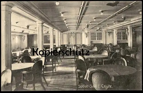 ALTE POSTKARTE SPEISE-SAAL I. CAJÜTE DAMPFER SPEISESAAL STEAMER SHIP STEAMSHIP SCHIFF HAMBURG-AMERIKA-LINIE postcard