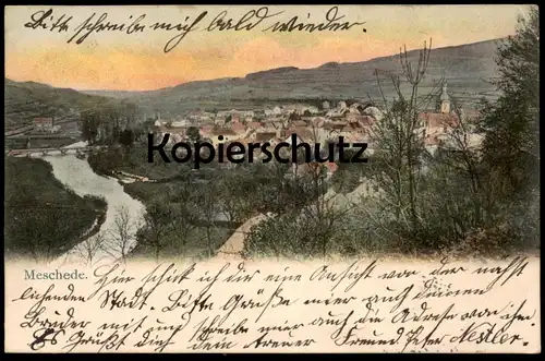 ALTE POSTKARTE MESCHEDE RUHR 1907 PANORAMA Totalansicht Gesamtansicht AK Ansichtskarte postcard cpa