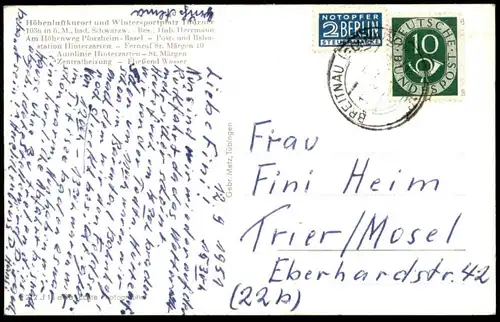 ALTE POSTKARTE THURNER GASTHOF PENSION BESITZER HUB. HERRMANN St. Märgen Schwarzwald Ansichtskarte postcard AK cpa