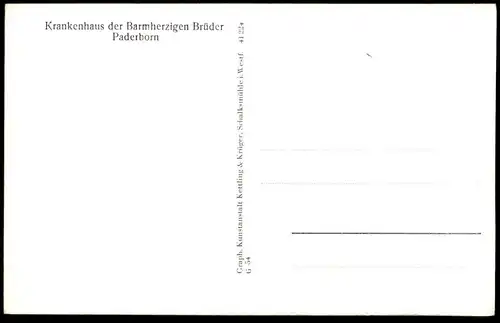 ALTE POSTKARTE PADERBORN KRANKENHAUS DER BARMHERZIGEN BRÜDER Hospital Barmherzige Brüder Ansichtskarte postcard AK cpa