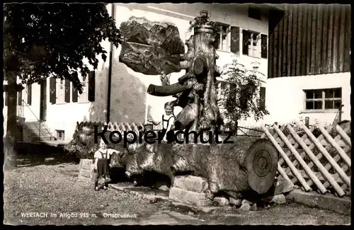 ÄLTERE POSTKARTE WERTACH IM ALLGÄU ORTSBRUNNEN KINDER KIND BRUNNEN Kindereimer fontaine fountain Ansichtskarte postcard