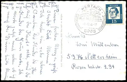 ÄLTERE POSTKARTE WERTACH IM ALLGÄU ORTSBRUNNEN KINDER KIND BRUNNEN Kindereimer fontaine fountain Ansichtskarte postcard