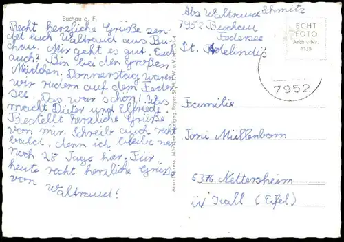 ÄLTERE POSTKARTE BUCHAU AM FEDERSEE FLIEGERAUFNAHME LUFTBILD Panorama Total Totalansicht Ansichtskarte AK postcard cpa