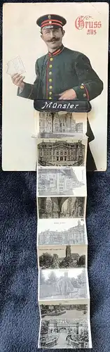ALTE POSTKARTE GRUSS AUS MÜNSTER WESTFALEN BRIEFTRÄGER LEPORELLO 10 ANSICHTEN Ansichtskarte cpa AK postcard