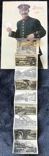 ALTE POSTKARTE GRUSS VON DER SCHWEBEBAHN WUPPERTAL BRIEFTRÄGER LEPORELLO 10 ANSICHTEN Ansichtskarte cpa AK postcard