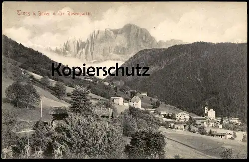 ALTE POSTKARTE TIERS BEI BOZEN UND DER ROSENGARTEN Bolzano Alto Adige Val Gardena Dolomiti cpa postcard AK