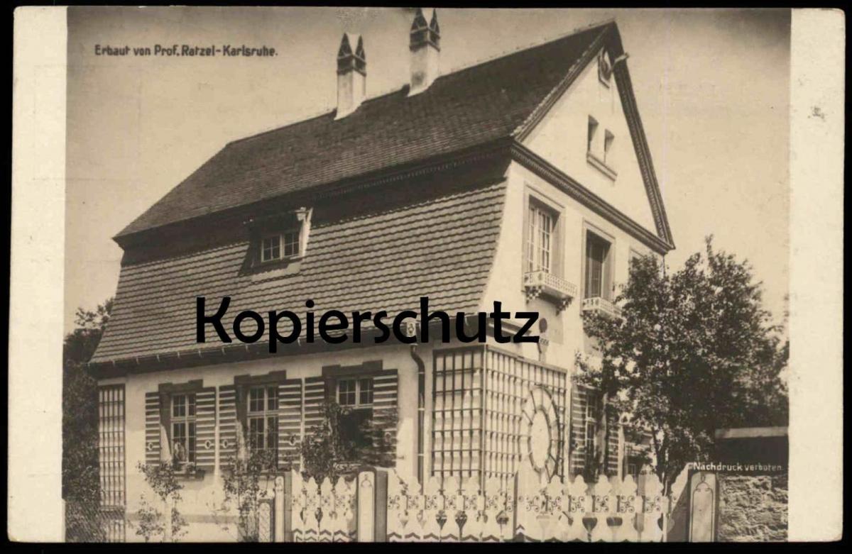 ALTE POSTKARTE KARLSRUHE VILLA ERBAUT VON PROFESSOR