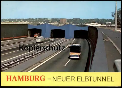 ÄLTERE POSTKARTE HAMURG ELBTUNNEL FEUERWEHR FAHRZEUG Feuerwehrauto véhicule de pompiers fire truck Ansichtskarte cpa AK