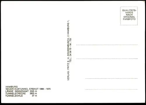 ÄLTERE POSTKARTE HAMURG ELBTUNNEL FEUERWEHR FAHRZEUG Feuerwehrauto véhicule de pompiers fire truck Ansichtskarte cpa AK