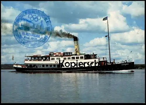 ÄLTERE POSTKARTE OLYMPIA 1972 REGATTABEGLEITSCHIFF VETERANENDAMPFER SS ALEXANDRA steam ship Schiff Stempel cpa