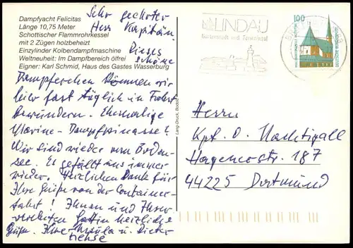 ÄLTERE POSTKARTE DAMPFYACHT FELICITAS BODENSEE DAMPFER steam ship Schiff Kolbendampfmaschine Wasserburg Ansichtskarte AK