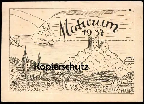 ALTE POSTKARTE BINGEN AM RHEIN MATURUM 1937 MATURA ABITUR SCHULE school école Ansichtskarte postcard AK cpa